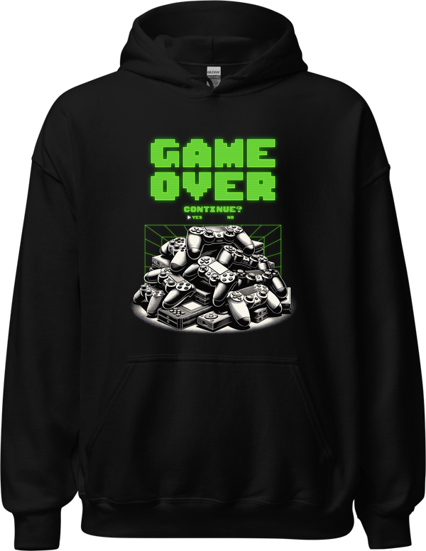 Game Over Retro Continue Screen with Controller Pile Design
