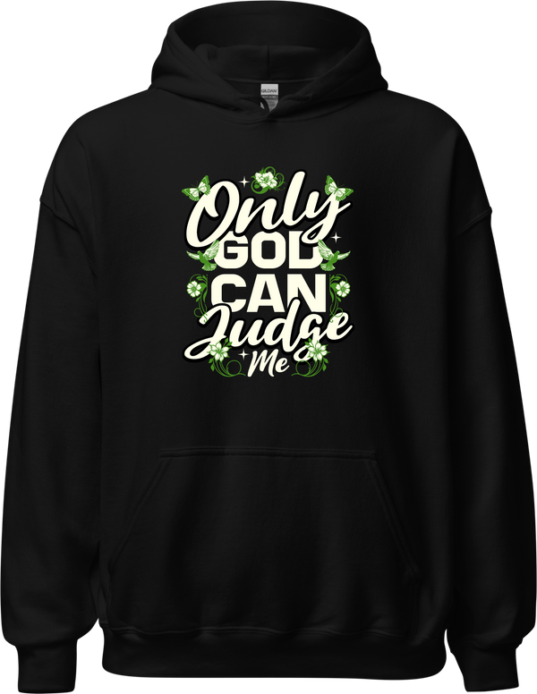 Only God Can Judge Me Streetwear Design with Green Butterflies and Doves